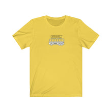Load image into Gallery viewer, Yellow Tee Shirt with a Bus, DillieDally Logo and wording: Bussin'