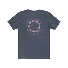 Load image into Gallery viewer, Heather Navy Back of Tee Shirt with Pink Embellishments, fist and wording: Some People Need Punched in the face, There's a good chance it's you