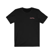 Load image into Gallery viewer, Black Front of Tee Shirt with Pink DillieDally Logo on left chest