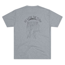Load image into Gallery viewer, Grey Tee Shirt with Jelly Fish with wording: Go with the Flow