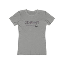 Load image into Gallery viewer, Grey Tee shirt with grey wording: Okayest mom ever with a thumbs up