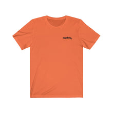 Load image into Gallery viewer, orange Front of tee shirt with Black DillieDally Logo on left chest
