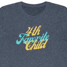 Load image into Gallery viewer, Navy Tee shirt with Blue and yellow wording: 4th favorite child