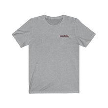 Load image into Gallery viewer, Heather Grey Front of Tee Shirt with brown Dilliedally logo on left chest