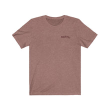 Load image into Gallery viewer, Heather Mauve Front of Tee Shirt with brown Dilliedally logo on left chest