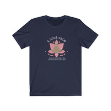 Load image into Gallery viewer, Navy Tee shirt with Pink Embellishments, a brown sloth, white DillieDally logo and white wording: I look calm but in my mind I've clawed your eyes out
