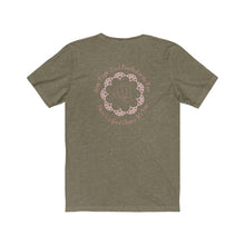 Load image into Gallery viewer, Heather Olive Back of Tee Shirt with Pink Embellishments, fist and wording: Some People Need Punched in the face, There's a good chance it's you