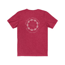 Load image into Gallery viewer, Heather Red Back of Tee Shirt with Pink Embellishments, fist and wording: Some People Need Punched in the face, There's a good chance it's you