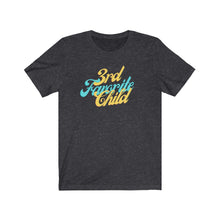 Load image into Gallery viewer, Dark Heather Grey Tee shirt with Blue and yellow wording: 3rd favorite child
