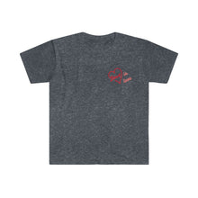 Load image into Gallery viewer, Heather Navhy Tee Shirt with Red heart and wording: Love is love