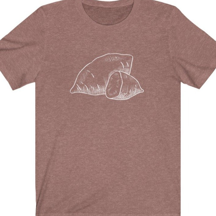 Heather Mauve T Shirt with Sweet Potato