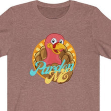 Load image into Gallery viewer, Heather Mauve T Shirt with a Turkey and wording: Pardon Me
