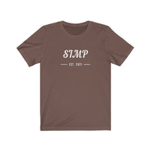 Load image into Gallery viewer, Brown tee shirt with white wording: SIMP Est. 2021
