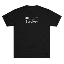 Load image into Gallery viewer, Black ee Shirt with a Paddle and white wording: Shit Creek Survivor
