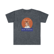 Load image into Gallery viewer, Heather Blue  tee Shirt with picture of Vintage Little Girl, wording: Rocking it Old School
