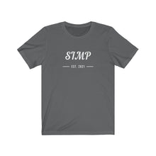 Load image into Gallery viewer, Asphalt tee shirt with white wording: SIMP Est.2021
